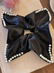 优雅珍珠手帕大肠发圈女士高端气质缎面发绳网红马尾橡皮筋头箍发圈发圈 - 彩色 - 查看 11