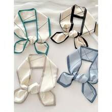 4-Pack Floral Checked Hair Rings - Soft And Elastic Ladies Hair Rope, 4 Colors Available (White/Black, Light Blue, Pink, Green) - Daily And Special Occasion Multi-Purpose Hair Accessories, Elegant And Exquisite Hair Bands, Complex Pattern Design - nâu-4 cái - Xem 3