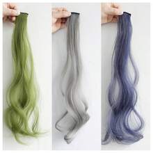 2片装绿色渐变色夹式接发片，无缝逼真长发，长度可修剪，带爪夹，发夹，发卡，发卡，发饰，上学用品，假发，女士圣诞装扮，头部配饰，女士发饰 - 綠色 - 查看 17