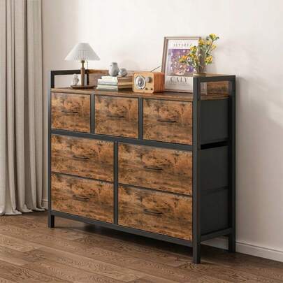 Komoda rustykalny brąz z 7 szfuladami 98CM