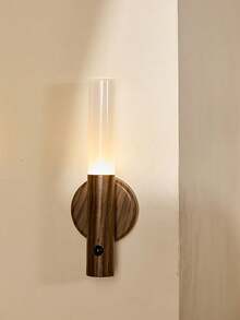 Cirelle 1 件仿木纹智能人体感应小夜灯 LED 可充电走廊壁灯 运动感应灯 USB 供电 适用于浴室、卫生间和走廊