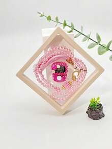 1 Set 6mm 99 Beads Muslim Prayer Beads With Rhinestone Flower Decorated Counter, 11x11x2cm Elegant Gift Box In Pink/Blue/Purple/Black/White, Luxurious Accessory For Belief & Prayer Counting