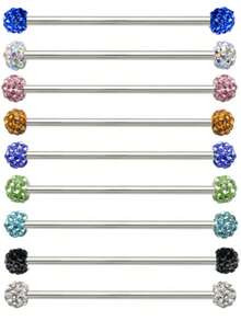 1pc Fashionable Stainless Steel Clip Ceramic Ball Industrial Bar, Suitable For Women's Daily Wear
