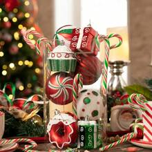 16ct Sweet Candy Christmas Ball Ornaments,  White Shatterproof Ornaments For Xmas Party Decor