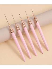 Affordable Cheap 5Pcs Pink Superfine Nail Art Brush Set |   French/Stripe/UV Gel Liner – For Nail Salons, Back To School