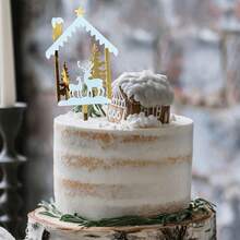 1pc/3pcs/6pcs Acrylic Merry Christmas Snowman Elk Cake Toppers,For Christmas Theme Party DIY Cake Dessert Baking Decorations