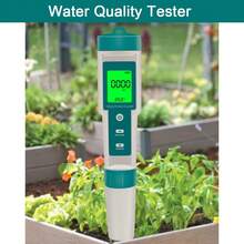 7 En 1 Probador PH Agua Potable Digital LED Detector Pantalla Para Estanque Hidropónico Y Líquido Tester Multifuncional Portátil Alta Precisión Potable Dispositivo TDS/CE/Salinidad/ORP/SG/Temperatura - Verde y blanco - Ver 9