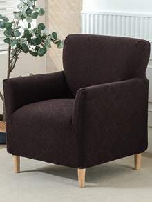 1pc Thick Jacquard Recliner Sofa Cover, Washable Banquet Chair Slipcover - Coffee Brown - View 2