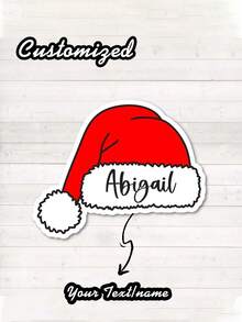 Personalized Santa Hat Sticker,Personalized Christmas Hat Stickers,Custom Christmas Sticker For Kid,Christmas Gift Sticker, Holiday Sticker,Santa Christmas Sticker,Reusable Glossy Finish For Gift Wrapping, Party Decorations, Office, School, Home - Compatible With Water Bottles, Packaging