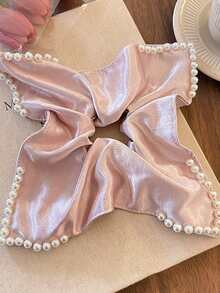 优雅珍珠手帕大肠发圈女士高端气质缎面发绳网红马尾橡皮筋头箍发圈发圈 - 彩色 - 查看 10