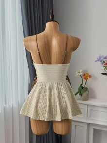 Bellisia Conjunto de vestido e shorts femininos com amarração lateral em tecido jacquard para férias de primavera, 2 peças, traje de resort para férias de verão na praia