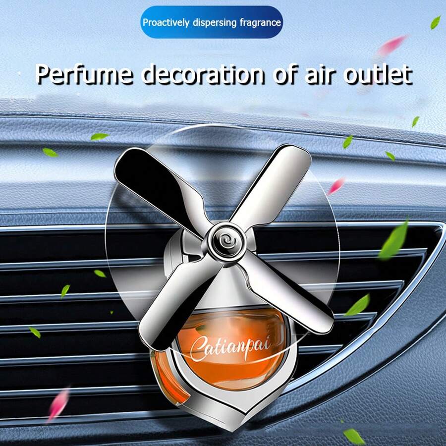 1pc Car Air Vent Fragrance Creative Rotating Fan Lasting Fragrance Deodorizer Car Interior Decor, Air Conditioning Aromatherapy Diffuser - A - View 1