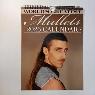 2026 Mullets Greatest Calendar - Funny Hairstyle Poster For Men's Room, Office Decor - Vintage '80s Retro Hairstyle Collector's Gift - January To December 2026 Planner - Funny Birthday Christmas Present For Mullets Fans, Bold Typography, Highquality Print,Christmas, Christmas Gifts, Christmas Decorations, New Year Gifts, New Year Decorations
