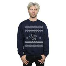 Star Wars Mens Christmas Darth Vader Fair Isle Sweatshirt (Navy Blue)