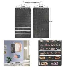 Hanging Jewelry Organizer, Accessories Organizer, 80 Pocket Organizer Holding JewelriesBeige