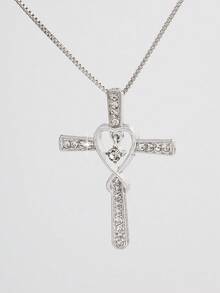 1pc Fashionable Cross Pendant Necklace, Minimalist European And American Style Jewelry, Women Clavicle Chain - necklace - View 4