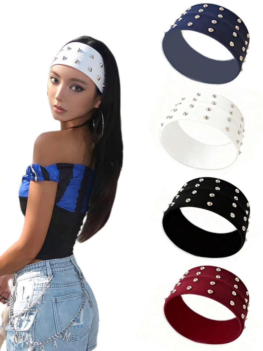 1 pieza de nueva diadema con remaches de moda, adecuada para usar durante viajes, correr y actividades de fitness. Accesorios para el cabello de invierno, banda para el cabello elegante para mujeres, pañuelos elegantes