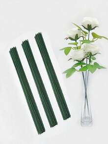 200pcs/100pcs/10pcs 绿色涂层花茎，DIY工艺和插花线，防水铁丝，适用于节日装饰和手工艺项目，可调节花园框架支撑植物攀爬，可缠绕和成型植物支撑，多用途花茎用于人造花茎，超强且易于卷起，不同形状的DIY花束装饰配件花园工具装饰 - 彩色 - 查看 8