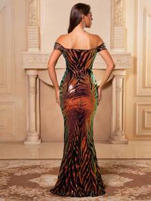 Romagic Vestido de Festa Elegante de Ombro Único Sem Mangas com Lantejoulas Brilhantes para Mulheres, Vestido de Formatura