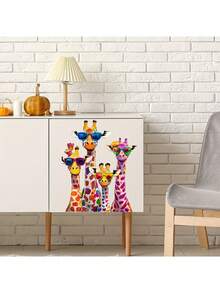 1pc Wall Stickers Colorful Cute Giraffe Decorative Stickers PVC Stickers Removable Self-Adhesive Easy-To-Tear Stickers Home Decoration Make Your Life A New Look Holiday Decoration Stickers Birthday Graduation Gifts Wall Decor Room Decor