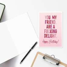 1 felicitare amuzantă de ziua de naștere, cu plic, imprimare de înaltă calitate, felicitare amuzantă de ziua de naștere, felicitare cu umor sarcastic de ziua de naștere pentru prieteni, tu, prietenul meu, ești o încântare *Ucking, felicitare încântătoare realizată manual pentru oricine