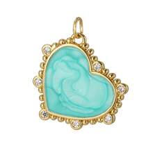 1pc Multi-Color Heart Shaped Copper Pendant, Delicate Handmade DIY Necklace, Bracelet, Earring Jewelry Pendant, Suitable For Thanksgiving Gift