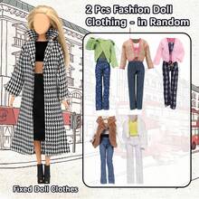 25 Pcs Doll Clothes Sets, Including 1 Pc Thousand Bird Check Coat 2 Pcs Winter Coats Sets 2 Pcs Casual Clothing Sets 1 Pc Skirt Set 4 Pcs Glasses 10 Shoes, For Doll Girls Gift, In Random
