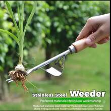 1pc Stainless Steel Manual Weeding Tool, Hand-Operated Root Removal Tool For Dandelions And Weeds, Efficient Gardening Puller For Home, Yard, Lawn, Patio