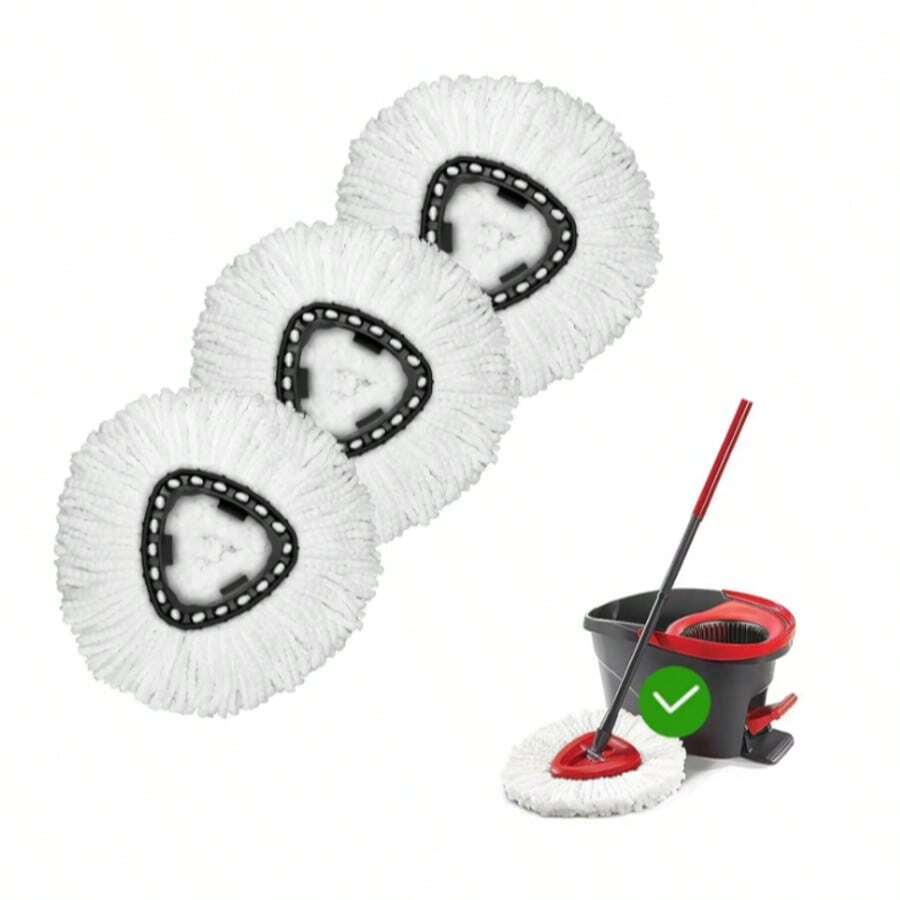 [3 Pack]Spin Mop Replace Head, EasyWrin Spin Mop Head Refill, Universal Microfiber Replacement Mop Heads, Machine Washable, Deep Cleaning And Easy-To-Replace (White) - trắng - Xem 1