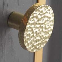 1/2/3 件手工锤击锌合金拉手，简约金色圆形旋钮，适用于衣柜、橱柜、抽屉、梳妆台、家具