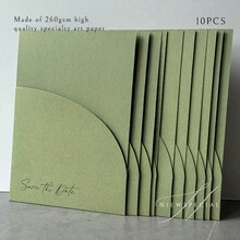 10个装口袋式婚礼邀请函信封，简约邀请函信封，适用于订婚、15岁生日、洗礼等场合，5*7英寸邀请函，DIY邀请卡，可定制口袋