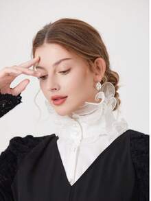 1pc White Lace Bow Collar,Festival,Travel - White-399 - View 6