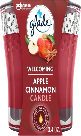 Glade Candle Jar, Air Freshener, Apple Cinnamon, 34 Oz
