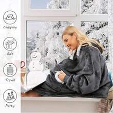 Oversized Wearable Hoodie Blanket, Soft Fuzzy Microfiber & Sherpa Wearable Blanket Sweater With Giant