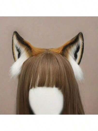 1pc Faux Furry Fox Ear Headband, Realistic Fluffy Fox Ear Headpiece, Cute Furry Fox Ear Animal Hair Accessory, Ideal For Halloween Cosplay Party, Carnival, Christmas Gift