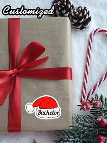 Personalized Santa Hat Sticker,Personalized Christmas Hat Stickers,Custom Christmas Sticker For Kid,Christmas Gift Sticker, Holiday Sticker,Santa Christmas Sticker,Reusable Glossy Finish For Gift Wrapping, Party Decorations, Office, School, Home - Compatible With Water Bottles, Packaging