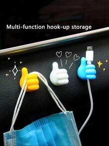 5pcs/10pcs-Pack Random Color Creative Multifunctional Heavy Duty Thumb Hooks, No Trace Left, With Adhesive (New Version)