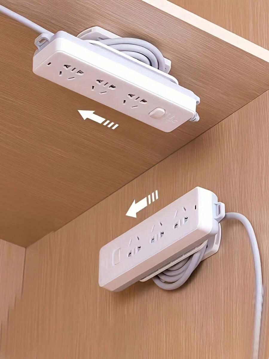 壁挂式电源插座支架，无需钻孔，粘性塑料，电缆管理，家用电器整理器，节省空间的壁挂式插座挂钩 - 彩色 - 查看 1