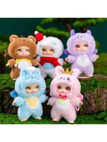 Soft Anime Doll Keychain With Vinyl Head - Cute Cartoon Clip-On Toy For Backpack, Purse, Keys - Durable Polyester & Plastic, Pink, Yellow, Red, Green - Fun Mini Gift For Kids, Friends, Party Favors (14+)