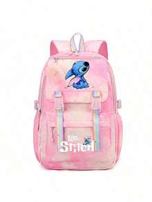 Stitch Student School Bag Large Capacity Backpack Rainbow Print Cartoon Outdoor Backpack Large Capacity Makeup Organizer Makeup Case, For Lipstick, Brush, Skincare, Mobile Phone, Coin, Small Items, For Home,Gift,Vacation And Festival Christmas Multifunctional Use