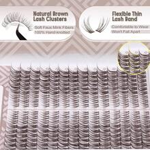 Goodlashshop Natural Eyelash Extension Brown Eyelash Cluster 154pcs C-Curve Daily Use Eyelash Extension For Beginners Dark Brown - Mắt mèo và Nâu - Xem 3
