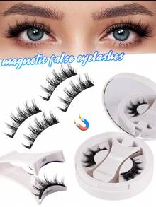 2 pares de pestañas magnéticas naturales, sin necesidad de pegamento, hechas a mano, reutilizables, longitud de 5-13 mm, aplicador de pestañas de 3 pasos, adecuado para bodas, fiestas, citas, viajes, uso diario, ideal para principiantes y adecuado para bodas, citas, fiestas, vacaciones, perfecto como set de pestañas para regalo de Navidad/Halloween - Blanco y Negro - Ver 11