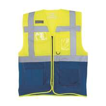 Yoko Unisex Adult Executive HiVis Mesh Waistcoat (Fluorescent Yellow/Royal Blue)