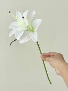 1/5PCS 人造百合花茎，简单的涤纶假花，适用于家居装饰、情人节、生日毕业礼物，适合新年、万圣节、圣诞节、婚礼胸花、生日、母亲节和家居装饰使用（款式随机）1PC/3PCS/5PCS 人造花采用柔软的聚氯乙烯材料制成，形状灵活且易于存放，非常适合家居装饰