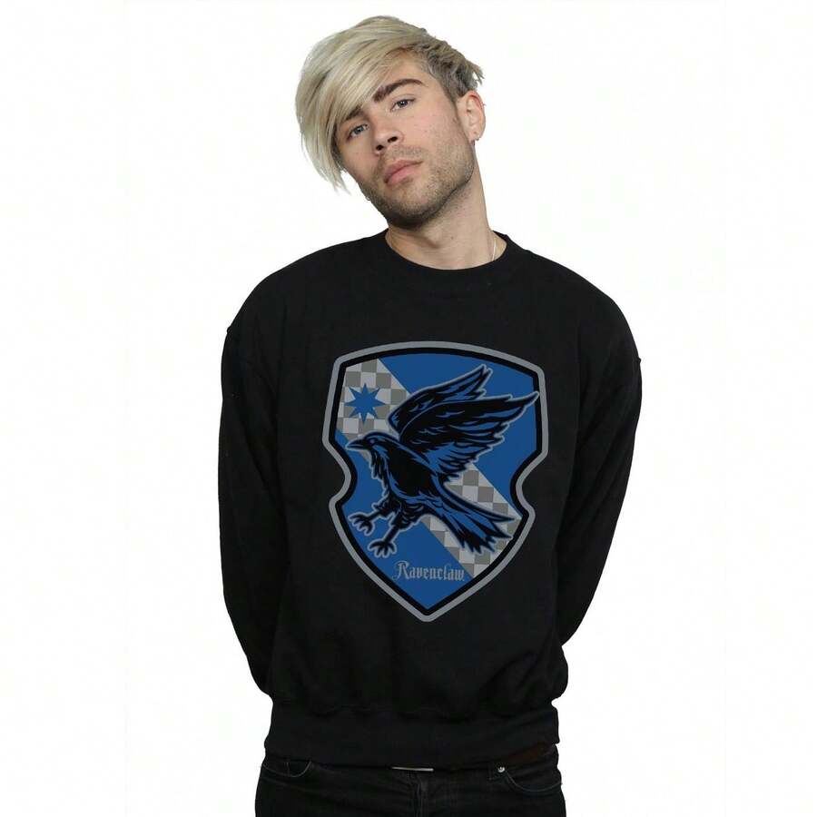 Harry Potter Mens Ravenclaw Crest Flat Sweatshirt (Black) - Coffee Brown - View 1