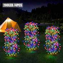 2/4/6/8pcs Solar Multi-Color Firecracker Lights, 200 LED Firework Fairy Lights, 8 Strong Light Modes, Powered By Solar Energy,IPX4 Waterproof, Very Suitable For Courtyard, Garden, Path, Party Decoration, Christmas, Halloween Decoration