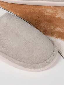 Men's Solid Color Casual Versatile Slippers, Soft & Comfortable For Long-Wear, Thick & Non-Slip Sole Indoor Shoes, Warm & Breathable Suitable For All, Short Plush Smooth Texture For Autumn/Winter - Grey - View 6