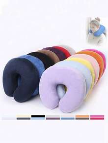 充气枕头，1 件旅行枕颈枕飞机枕旅行汽车家庭办公室旅行颈部飞行枕按扣带柔软套，U 型颈枕便携式学生成人枕垫，在学习或乘车、办公室或其他旅行时支撑颈部并保护颈椎，邮递员必备 - 彩色 - 查看 4