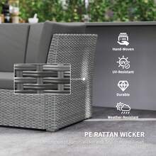 Outsunny 10 Seater Rattan Dining Set With Expandable Table And Nesting Chairs, Rattan Garden Furniture Set With Cushions, Outdoor Dining Table And Chairs, Sectional Corner Sofa Set, Light Grey - Light Grey - View 5