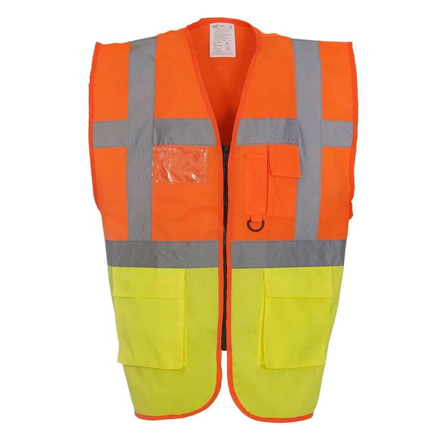 Yoko Unisex Adult Executive Safety HiVis Vest (Fluorescent Orange/Fluorescent Yellow) - 咖啡棕 - 查看 1